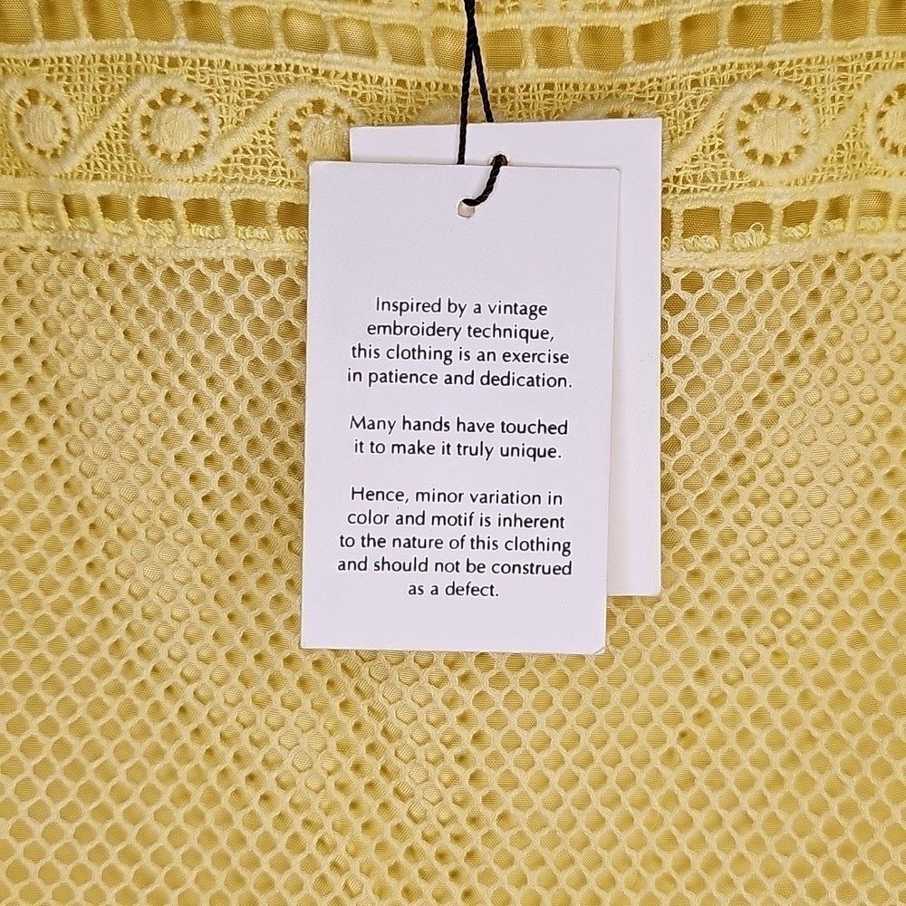Vineet Bahl Womens Embroidered Yellow Mesh Tiered Blouse Boho XS - Picture 6 of 7